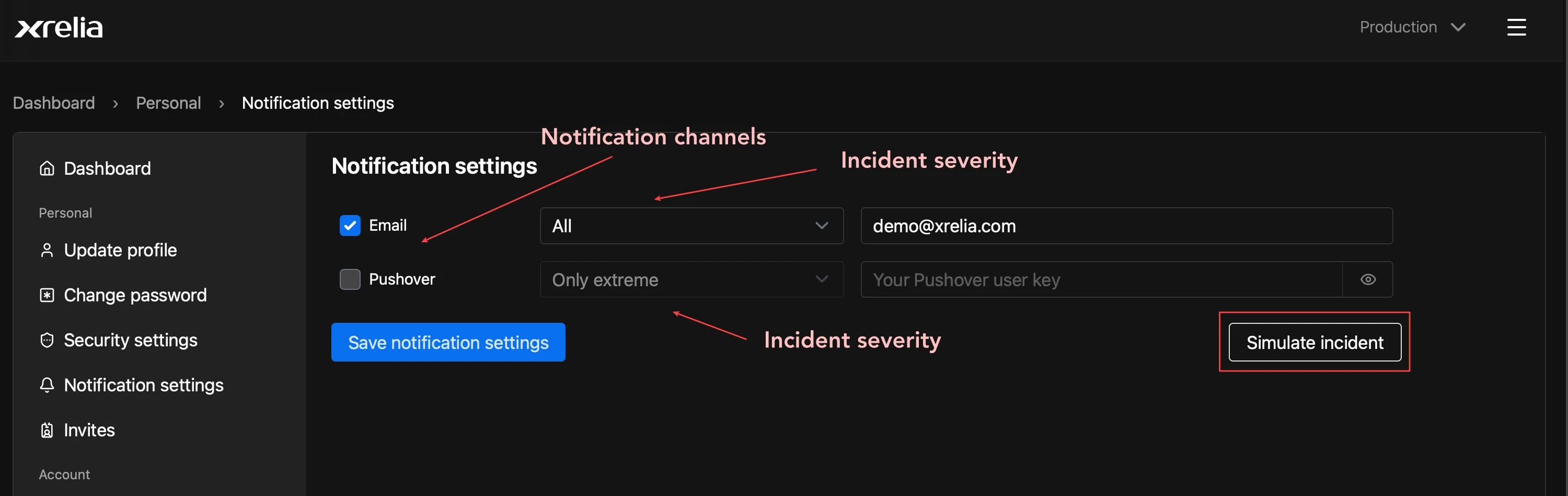Notification settings Notification settings